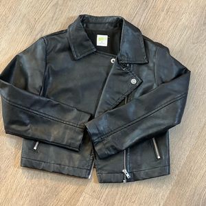 Faux Leather Girls Jacket